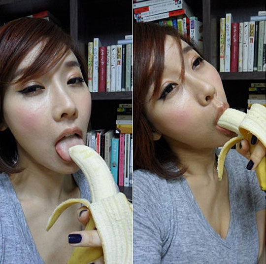 Korean singer, actor Kwak Hyun Hwa eats her banana