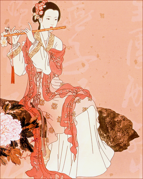 Song Dynasty beauty with flute