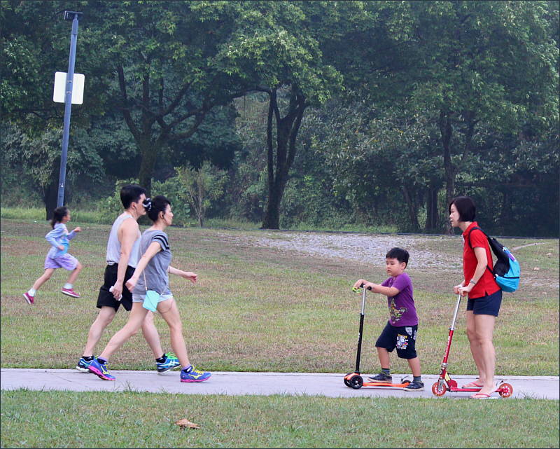 Exercising at the East Coast Parkway, Singapore, April 9, 2016
