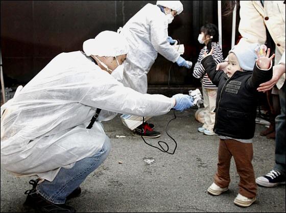 Japanese children being checked for radiation, March 2011