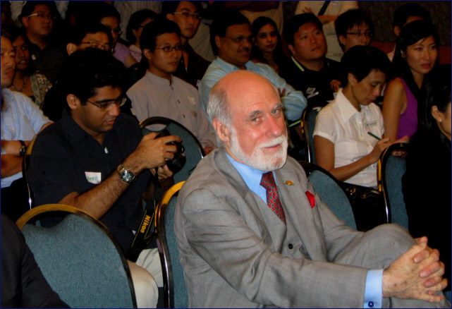 Vinton Cerf at a presentation in Singapore, May 2008. Picture by Francis Chin